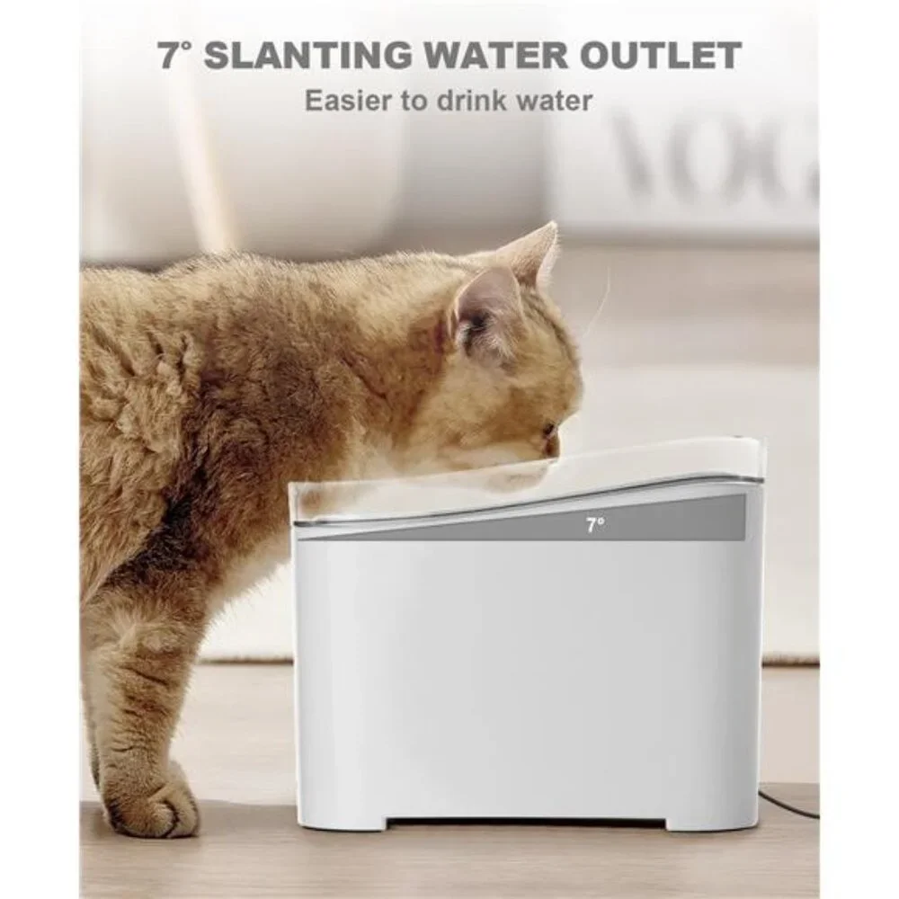 Cat Drinking Water Fountain, LED Automatic Pet Water Dispenser with Water Level